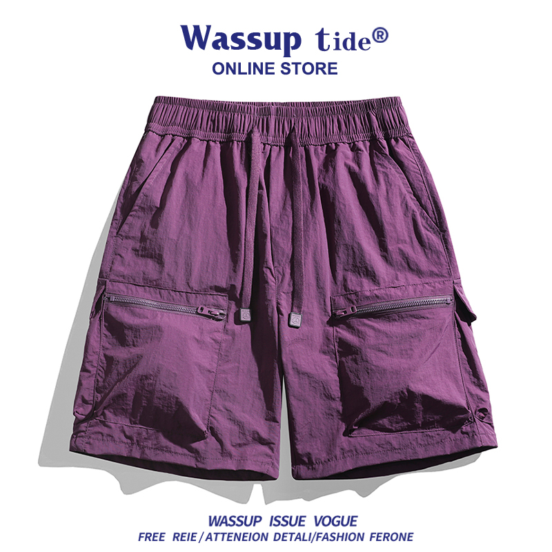 WASSUPTIDE短裤男2025夏季新款休闲宽松五分裤轻薄透气潮流休闲裤