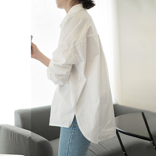 POLO领宽松白色衬衫 韩版 女 上衣2022新款 衬衣女设计感小众春秋长袖