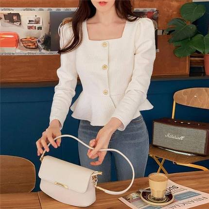 新款上衣小女装名媛1688法式复古香风荷叶边气质高级感短外套秋季