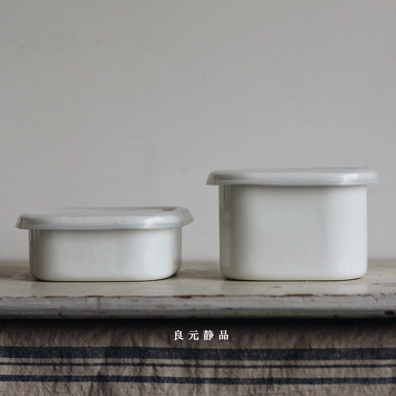 白色搪瓷水果保鲜盒正方形便当盒