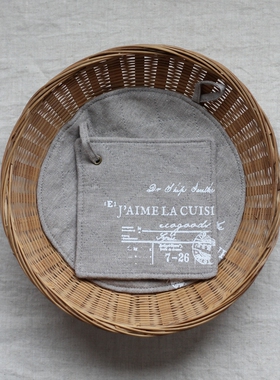 森系浅棉麻灰色绗缝布艺隔热垫 杯垫 锅垫 小餐垫 我爱下厨房