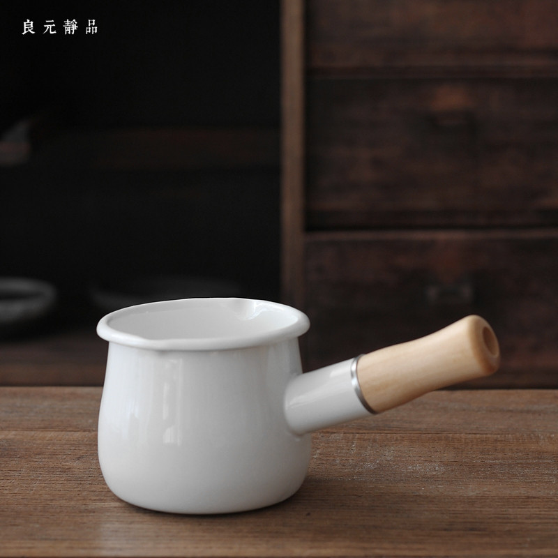 瑕疵品 实木把手白色搪瓷小热黄油牛奶锅 深蓝色mini小水舀水果碗,厨房/烹饪用具,奶锅,淘宝优惠券,粉丝福利购,淘宝优惠卷