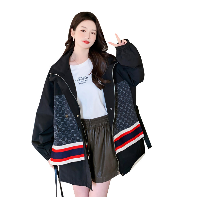 现货牛仔拼接工装风衣6171P145控198,女装风衣,浙宝089