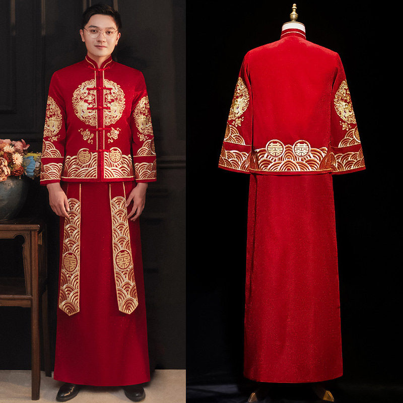 2024 NEW XIUHE COSTUME MALE GROOM DRAGON AND PHOENIX GOWN MENS GROOM COSTUME CHINESE WEDDING DRESS PLUS SIZE MENS TANG DRESS