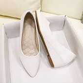 内增高软皮护士软底工作鞋 气质平底豆豆鞋 女秋尖头坡跟单鞋 女夏季