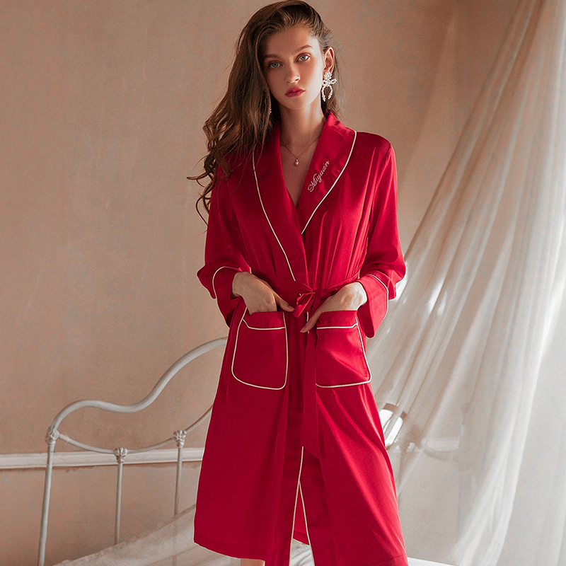 冰丝红色新娘睡袍女本命年