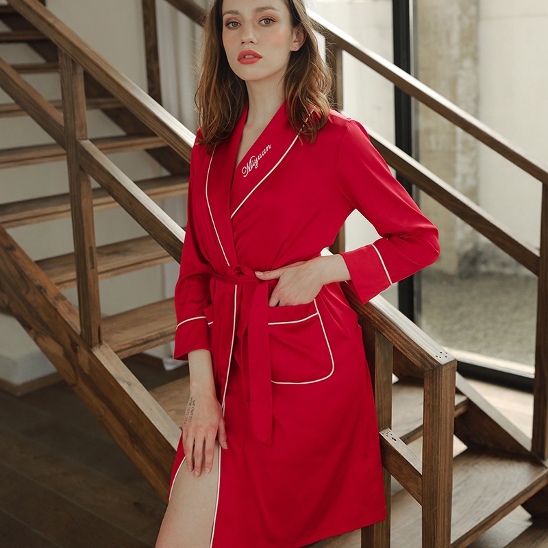 冰丝红色新娘睡袍女本命年