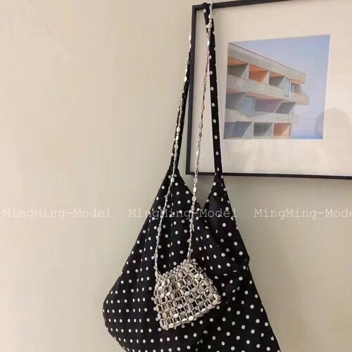 复古bling闪闪手工编制串珠真正包金属色亮片包单肩腋下包斜挎包