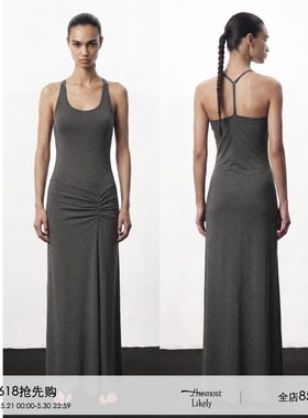 Themost Likely 26夏可调节气质背心连衣裙抽褶设计性感修身长裙