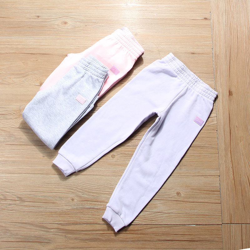 外贸出口美单尾货女童中小童卫裤2024秋季新款抓纯色休闲长裤