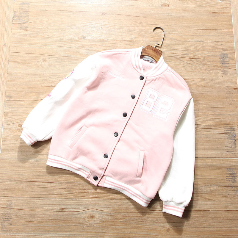 外贸原单尾货2025春秋款抓绒女童棒球服外套宝宝休闲百搭上衣