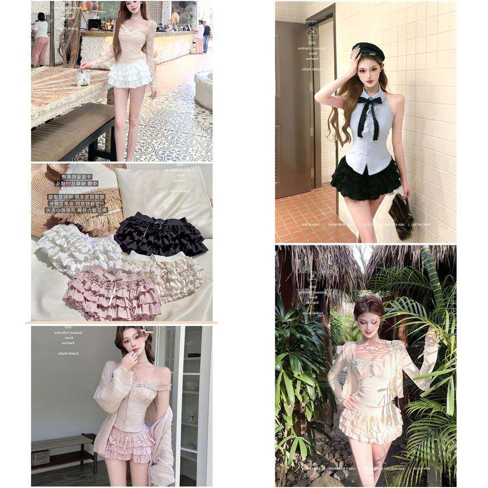 JOYKIKI半身裙女2026新款夏季蓬蓬蛋糕裙修身辣妹a字半裙白色短裙
