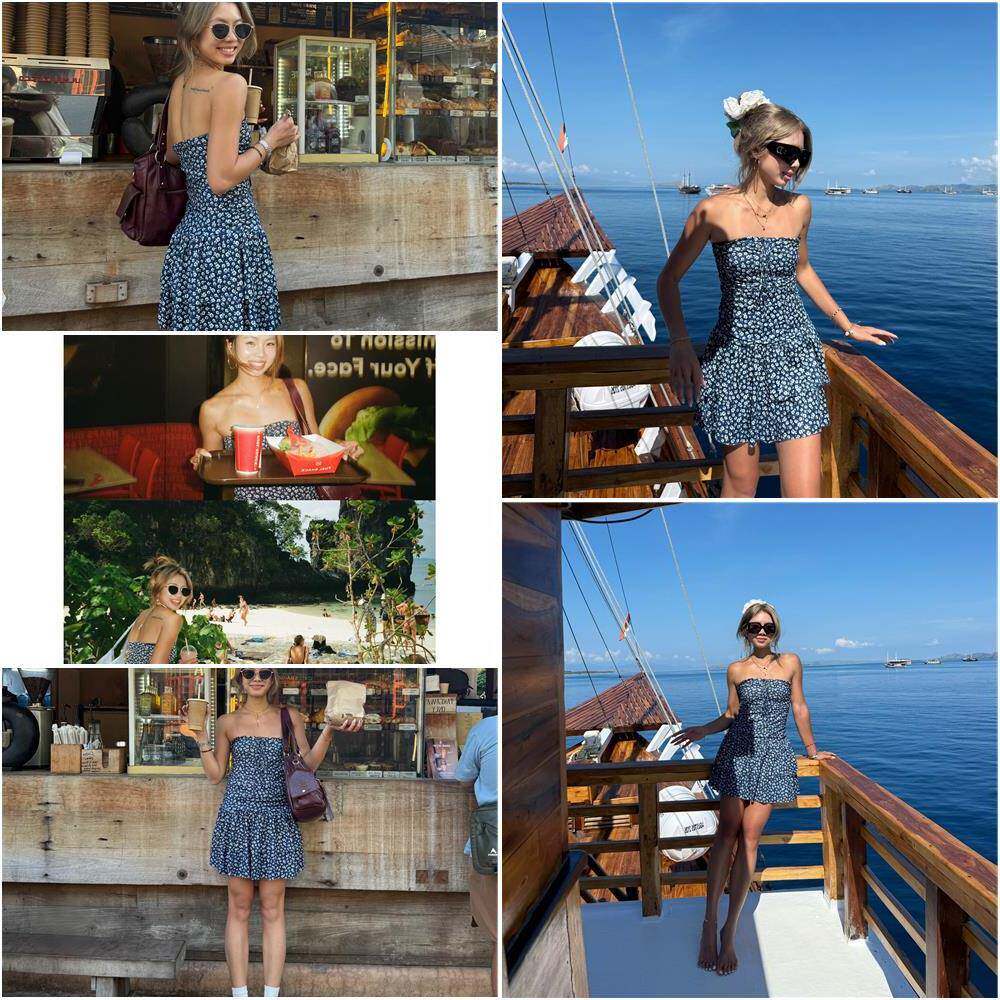 Magicpark 夏日进行曲 抹胸辣妹修身显瘦碎花洋装短裙