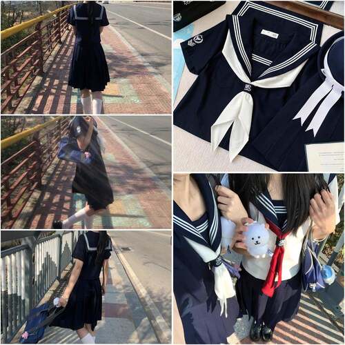 巧所工作室jk制服绀三本鸟章基础款春夏款夏服短袖校供水手服套装