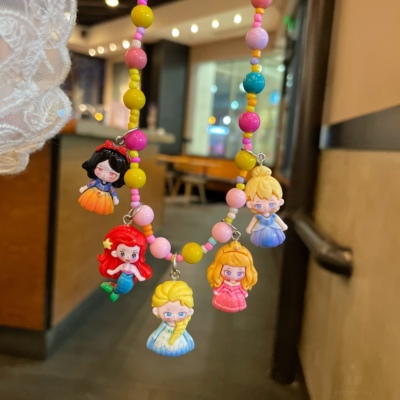 儿童美人鱼项链套装女童贝壳小女孩手链公主饰品宝宝可爱耳夹戒指