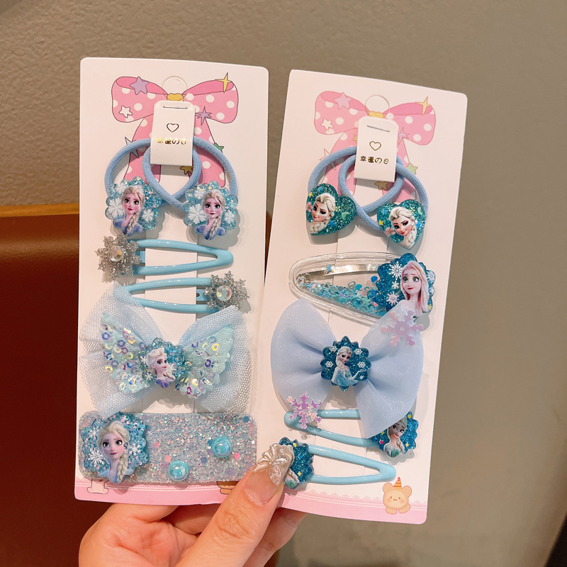 冰雪奇缘艾莎公主发夹儿童蝴蝶结头饰女童宝宝可爱甜美侧边刘海夹