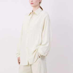 男女款 24年秋新品 LEMAIR 中性奶油色柔软宽松衬衫 简约百搭polo衫