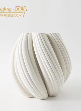 简约现代几何3D打印纯色陶瓷花器样板间酒店玄关客厅装饰品
