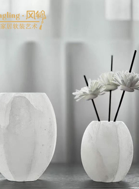 现代简约云石烛台香薰摆件样板房售楼处客厅卧室储物罐托盘