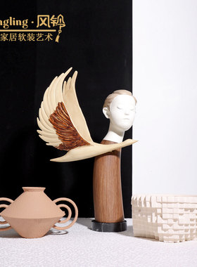 简约现代风格创意人物雕塑样板间售楼处酒店会客厅家居软装