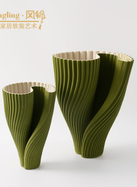 简约现代几何3D打印陶瓷花器样板间售楼处酒店玄关客厅装饰