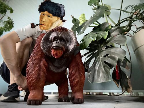 轻奢仿真红毛猩猩摆件动物模型手办露台民宿庭院装饰动物雕塑摆件