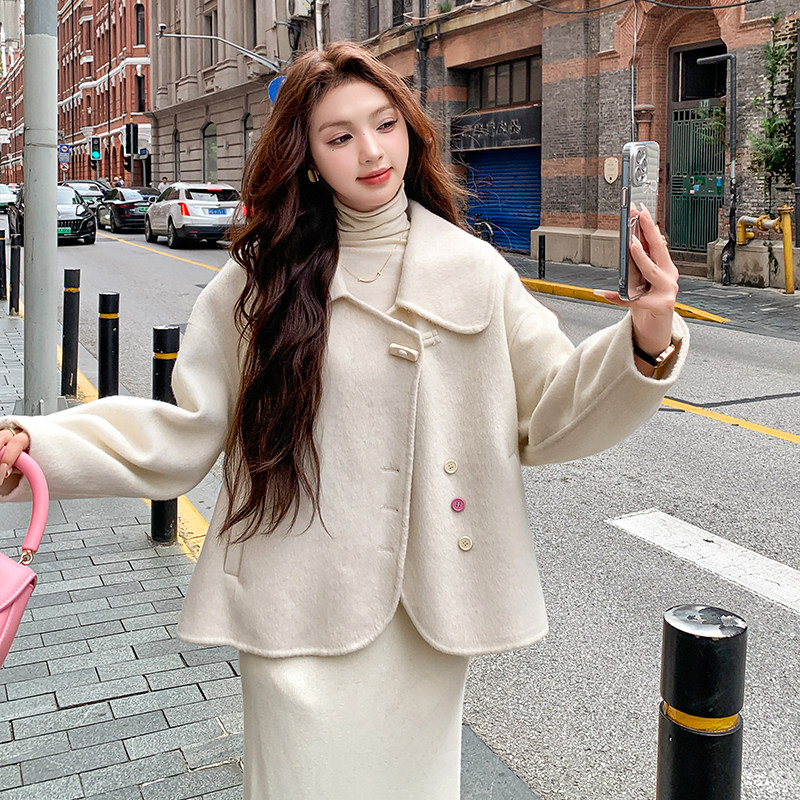 新品毛呢外套80双面，女装毛呢外套，2D115