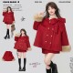 KEIKO氛围感红色羊毛呢外套秋冬圣诞新年斗篷大衣 半身裙两件套装