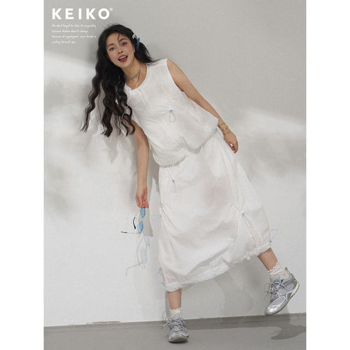 KEIKO 活力轻户外风套装夏季凉感防晒无袖上衣马甲+半身裙两件套