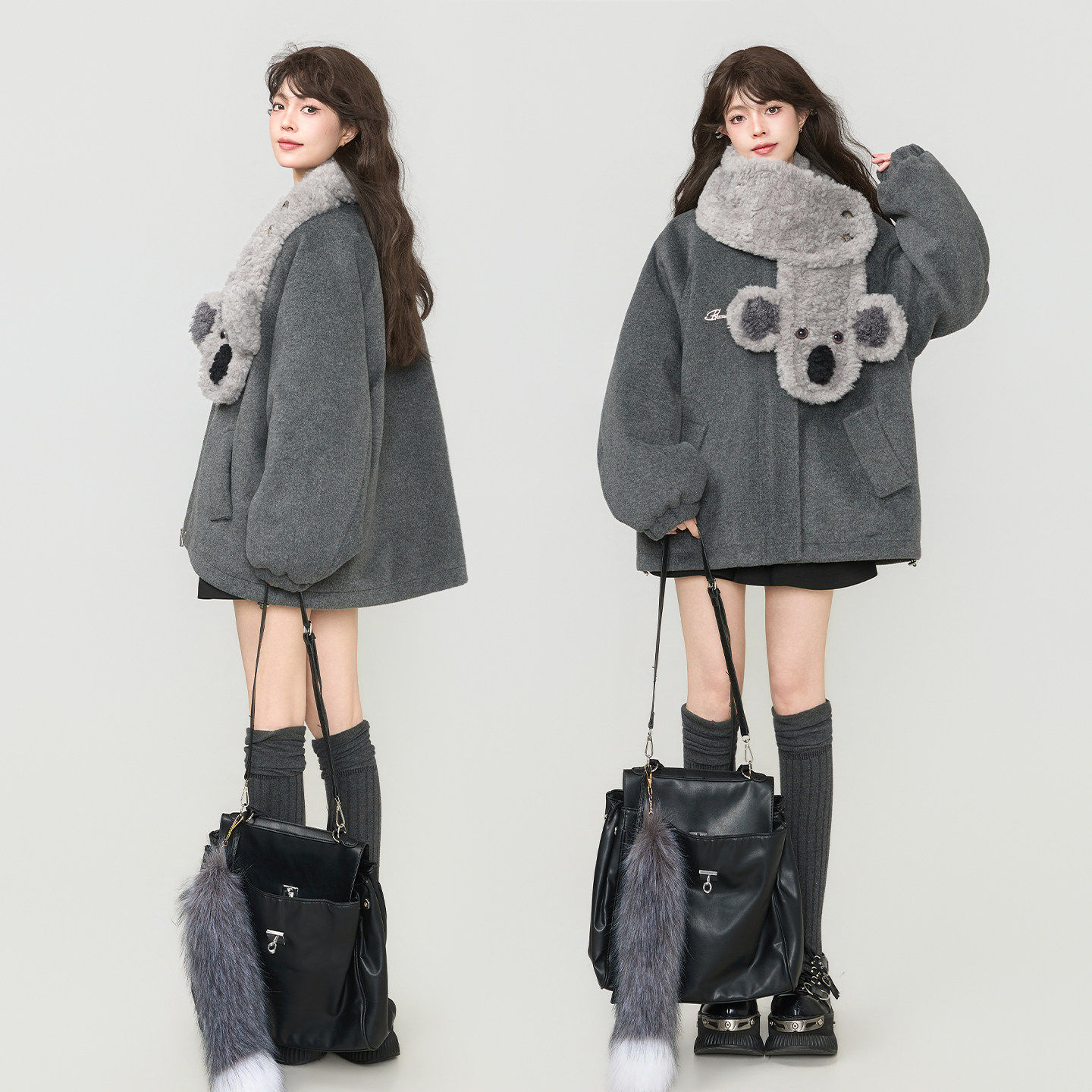 KEIKO/凯莉欧聚酯纤维毛呢中长款