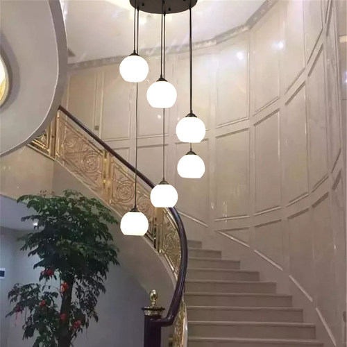 楼梯吊灯北欧现代复式楼公寓别墅客厅餐厅楼梯间Ioft旋转楼梯吊灯