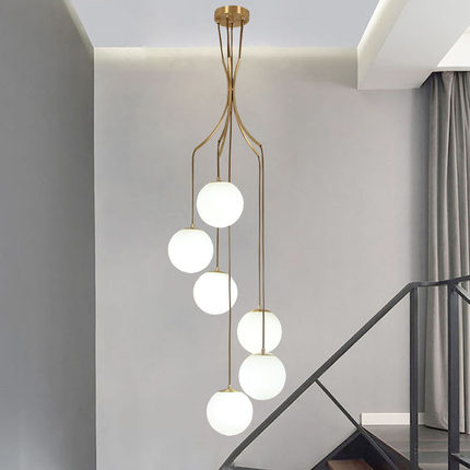 全铜楼梯吊灯现代简约复式楼公寓客厅北欧loft旋转楼梯灯长线吊灯