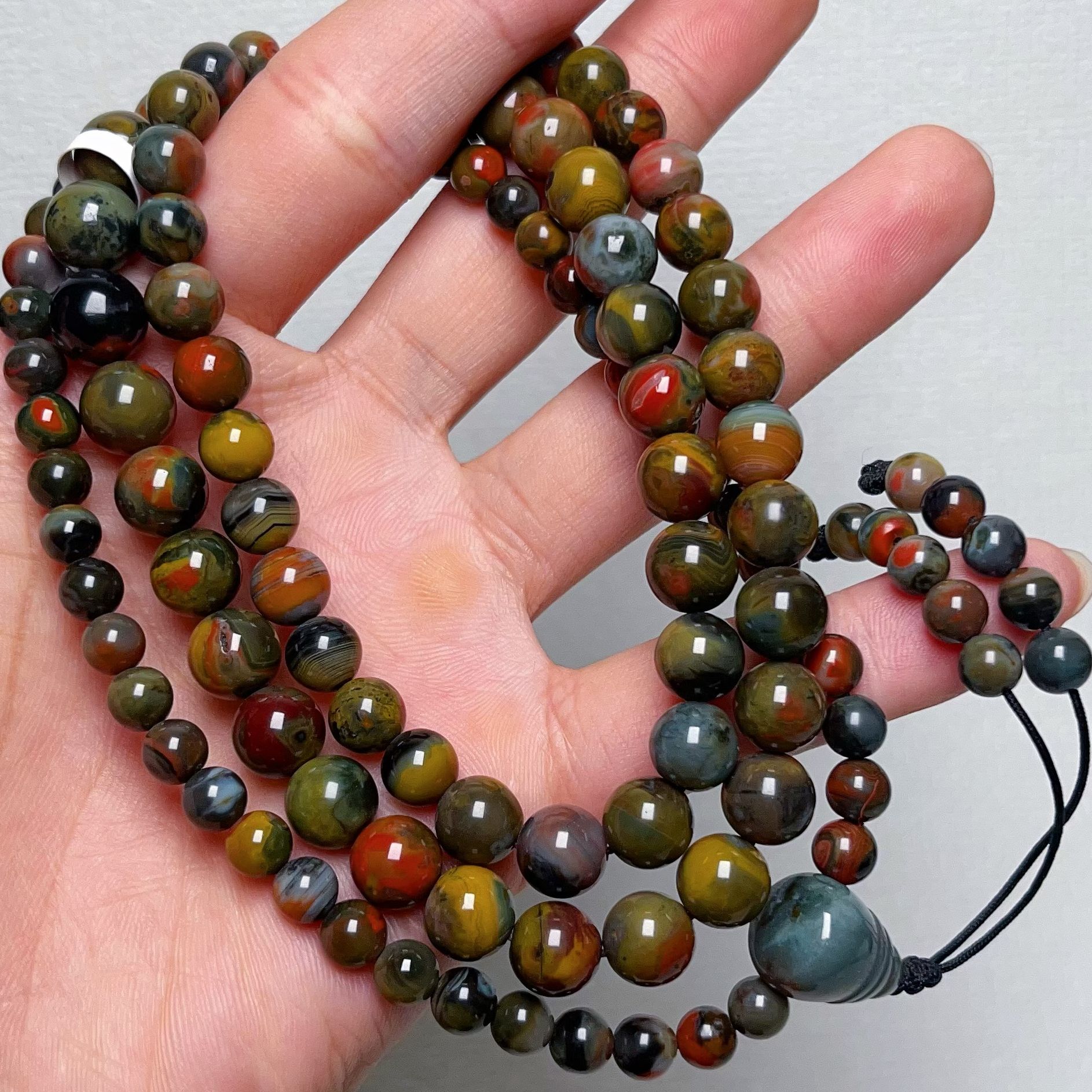 3409D08大山包南红包浆三彩包浆多圈手串塔链