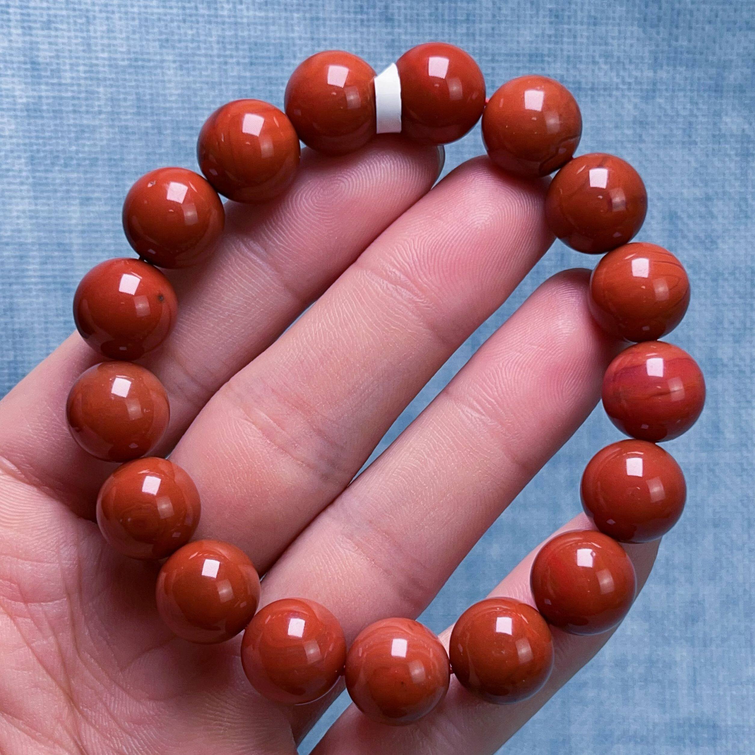 909C45凉山瓦西料原矿南红满色肉柿子红单圈手串多样性发其一