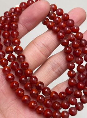 22A151凉山南红柿子牛血玫锦多圈手串项链