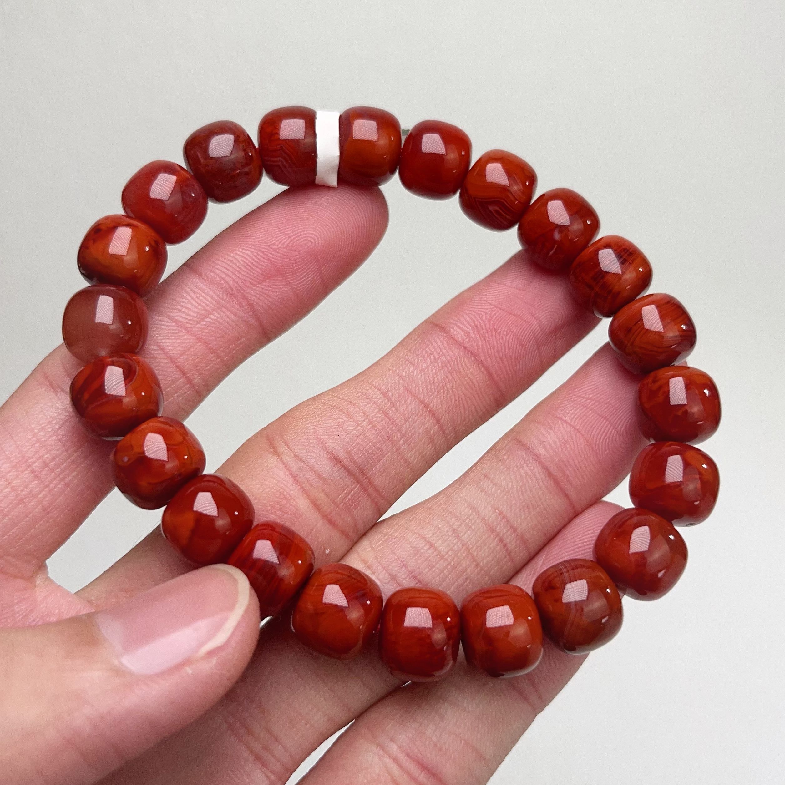 459C20凉山瓦西料南红玫锦牛血老型单圈手串