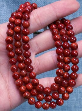 1509C54凉山瓦西料南红牛血锦红多圈手串项链