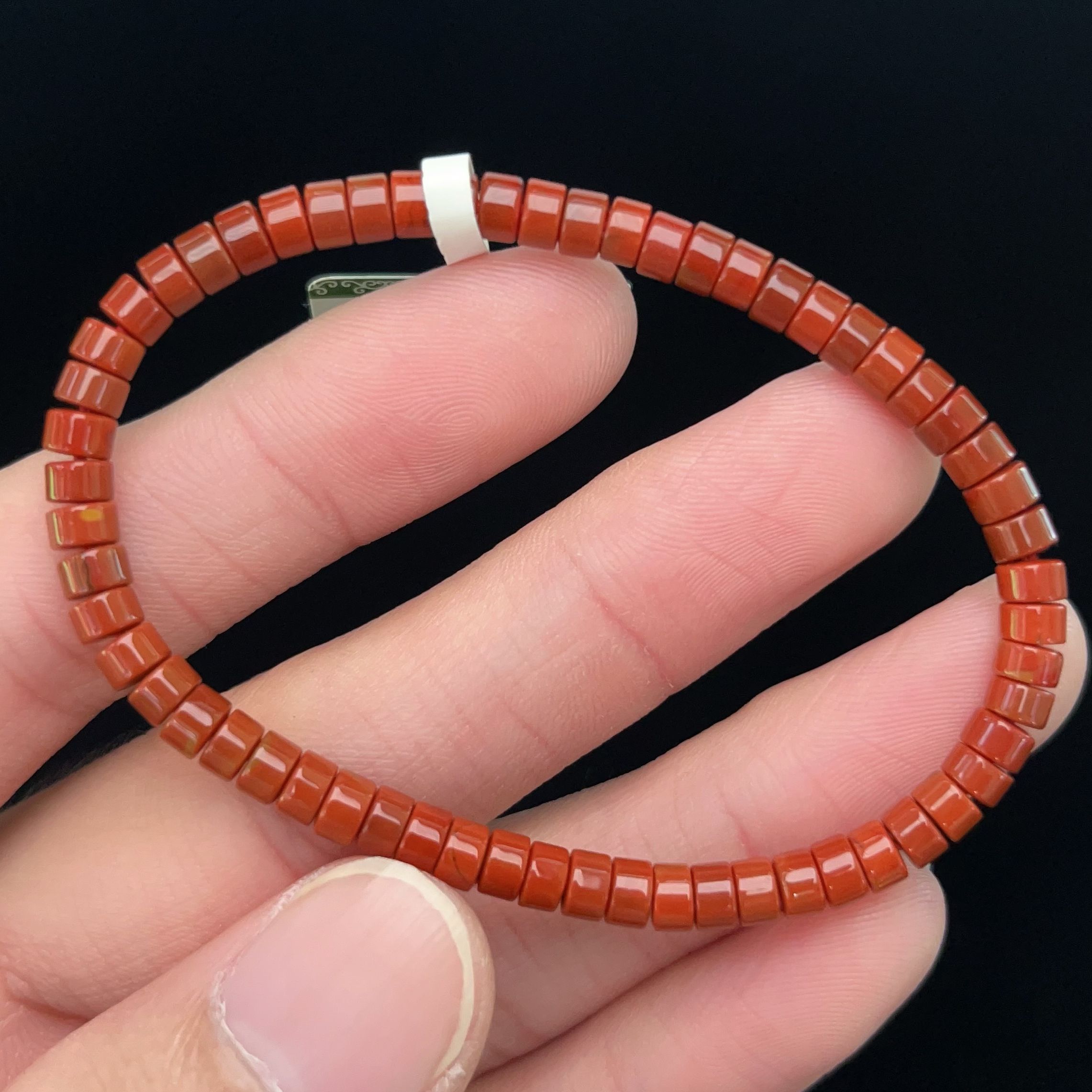 199C09凉山瓦西料南红柿子红隔皮单圈手串