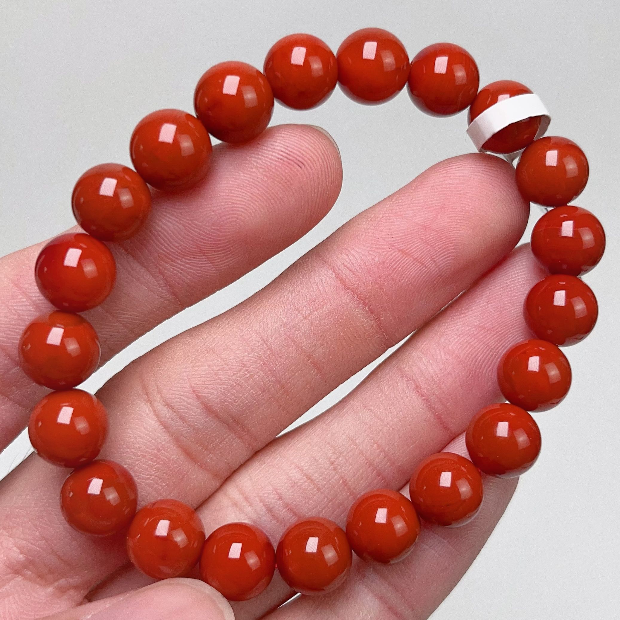 1107C27凉山瓦西料南红满色肉锦红单圈手串