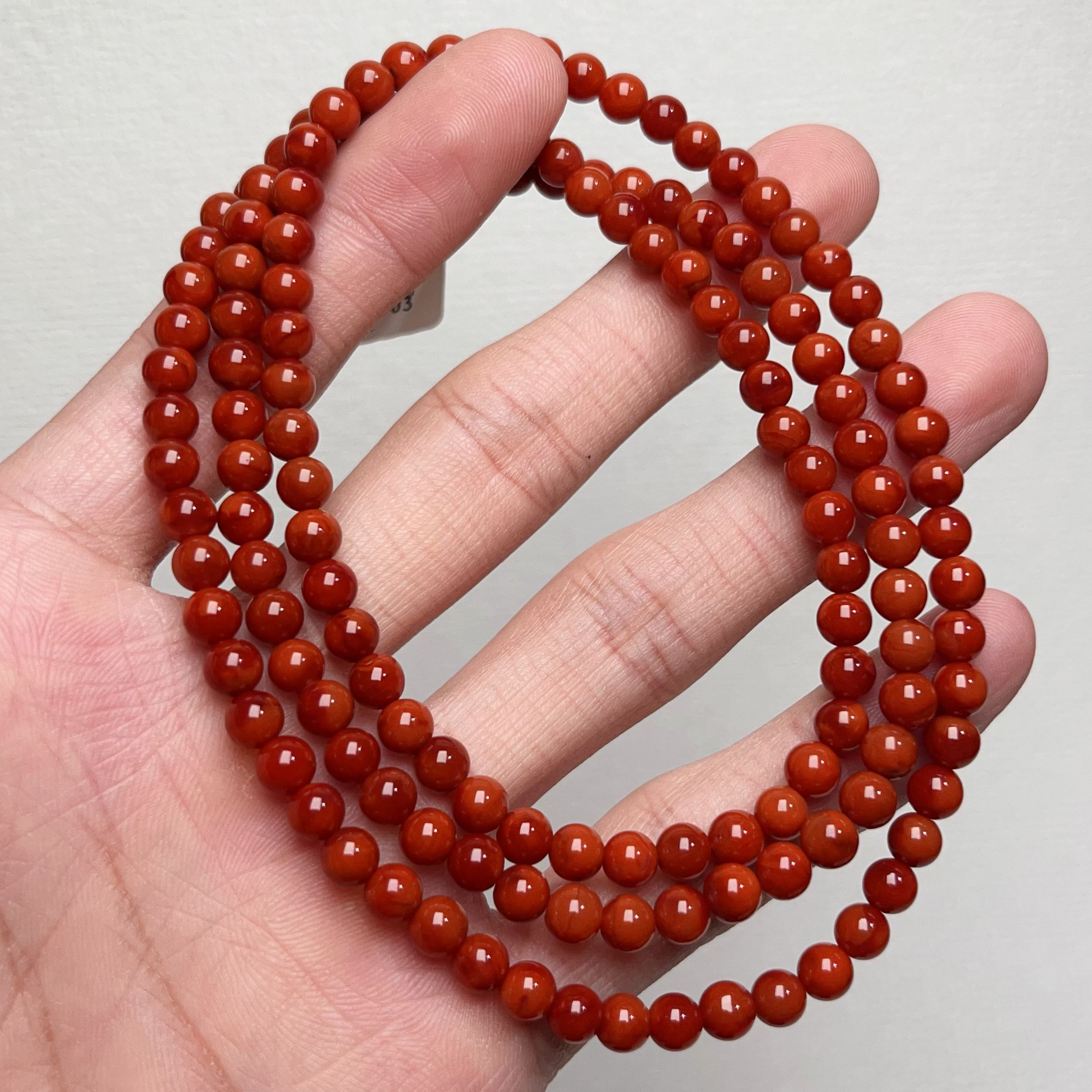 503C02凉山瓦西料南红满色肉双色锦红多圈手串项链