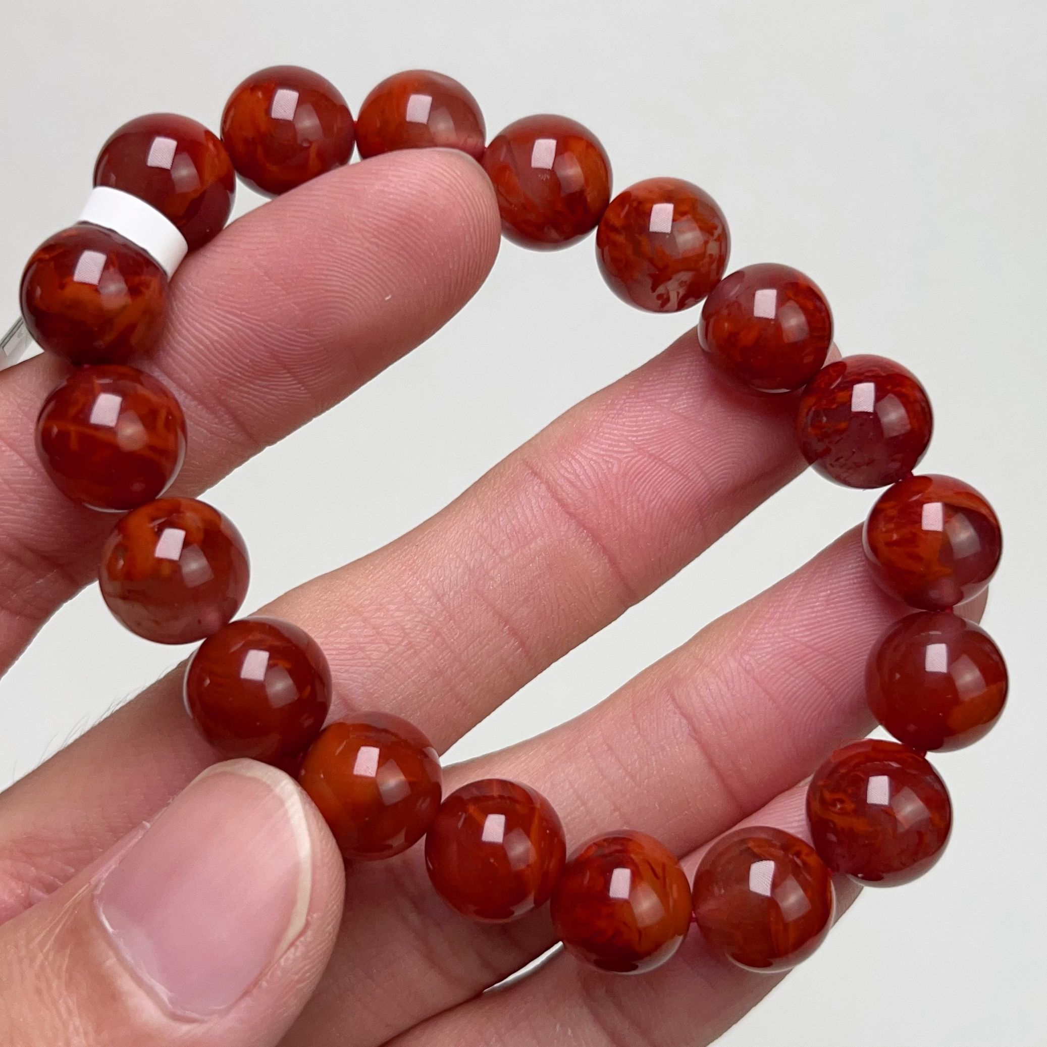 309C36凉山瓦西料南红火焰单圈手串