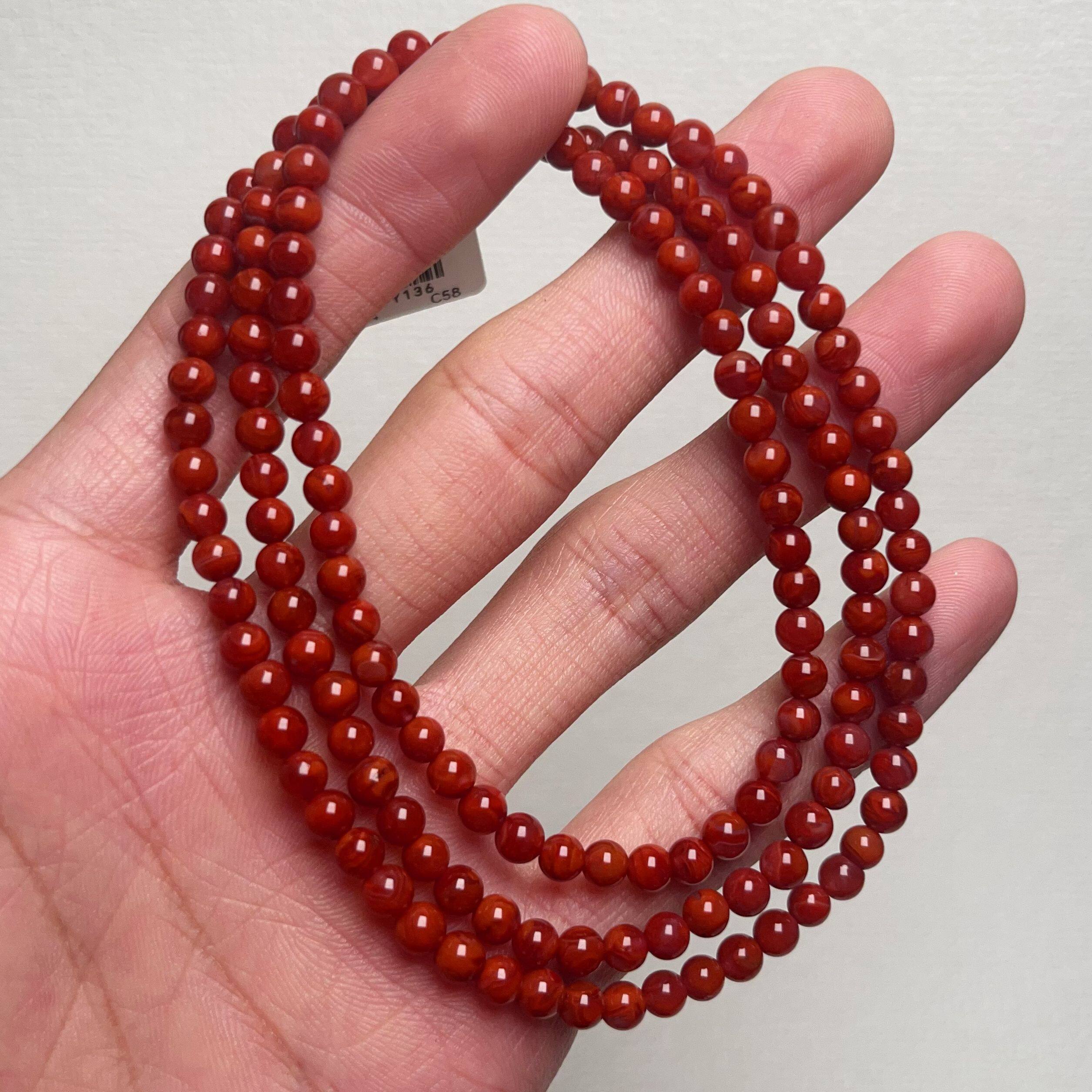 136C58凉山瓦西料南红柿子红多圈手串