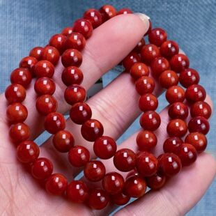 01A166凉山瓦西料南红已经锦红妖火焰单圈手串多样性发其一