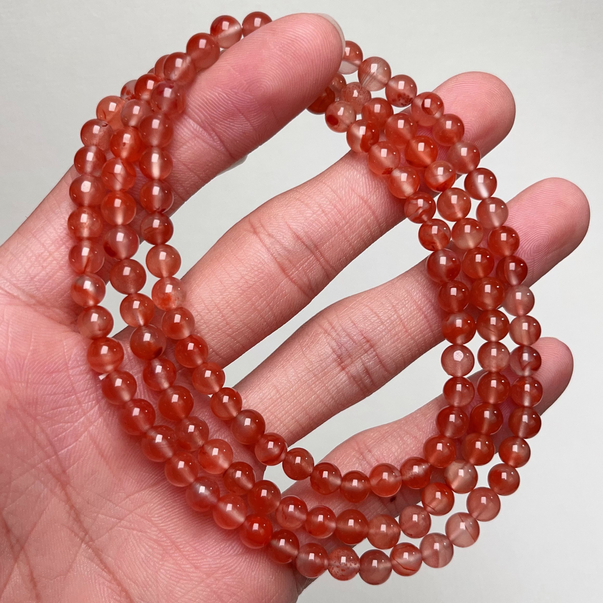 050C04天然凉山高品质南红冰飘花多圈手串项链