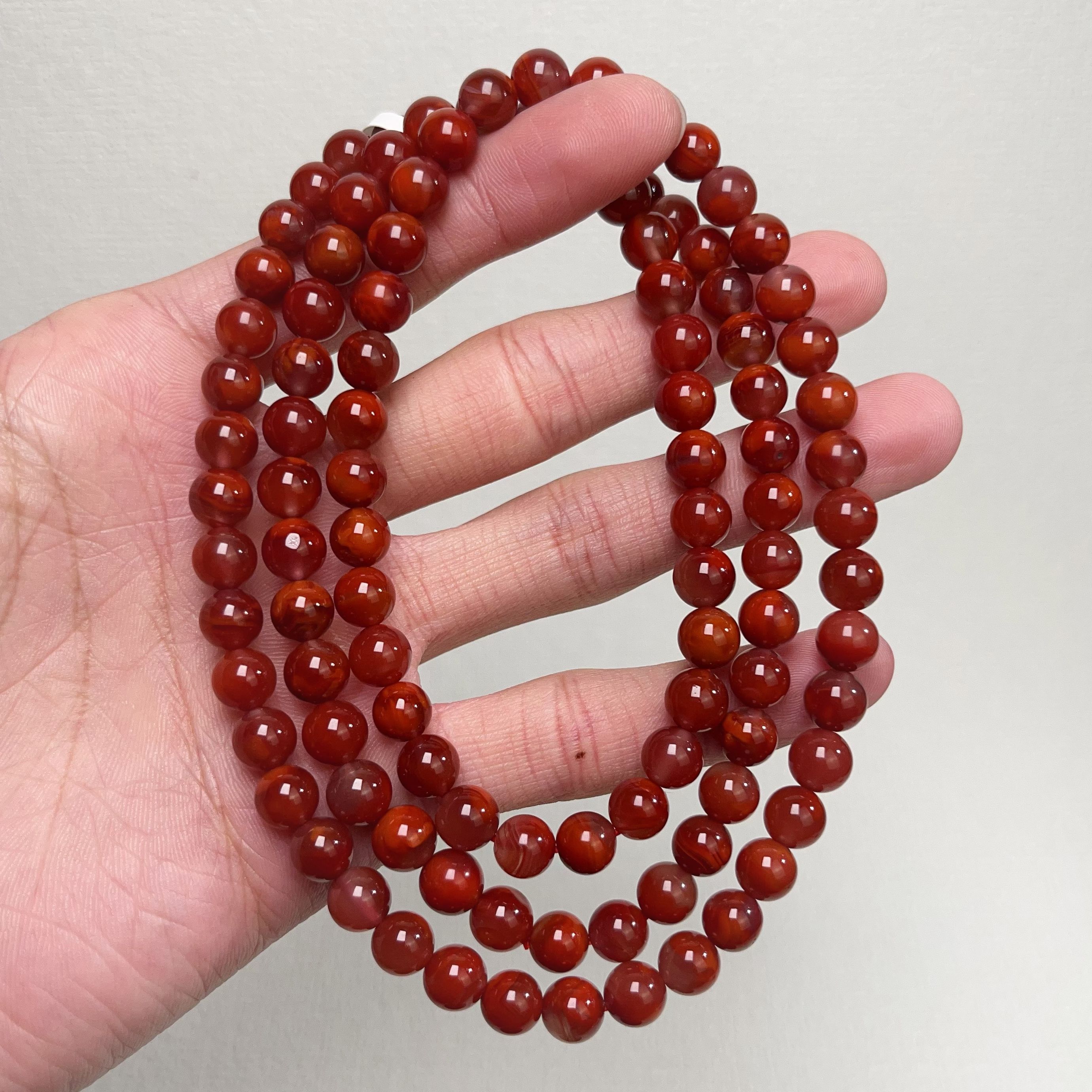 809C34凉山瓦西料南红双色火焰多圈手串