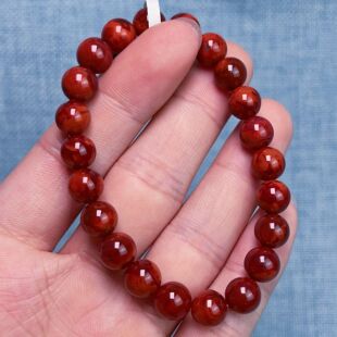 2448C54凉山瓦西料南红妖火焰单圈手串