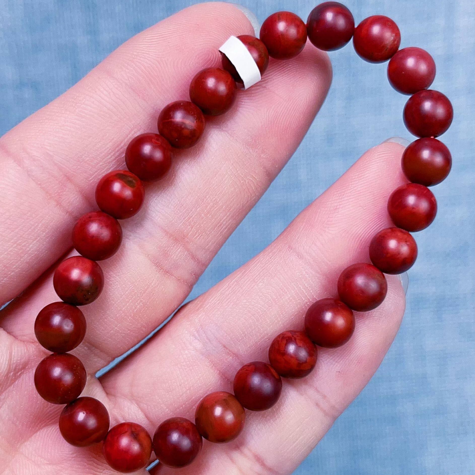 609C46凉山九口料南红鸡血包浆单圈手串