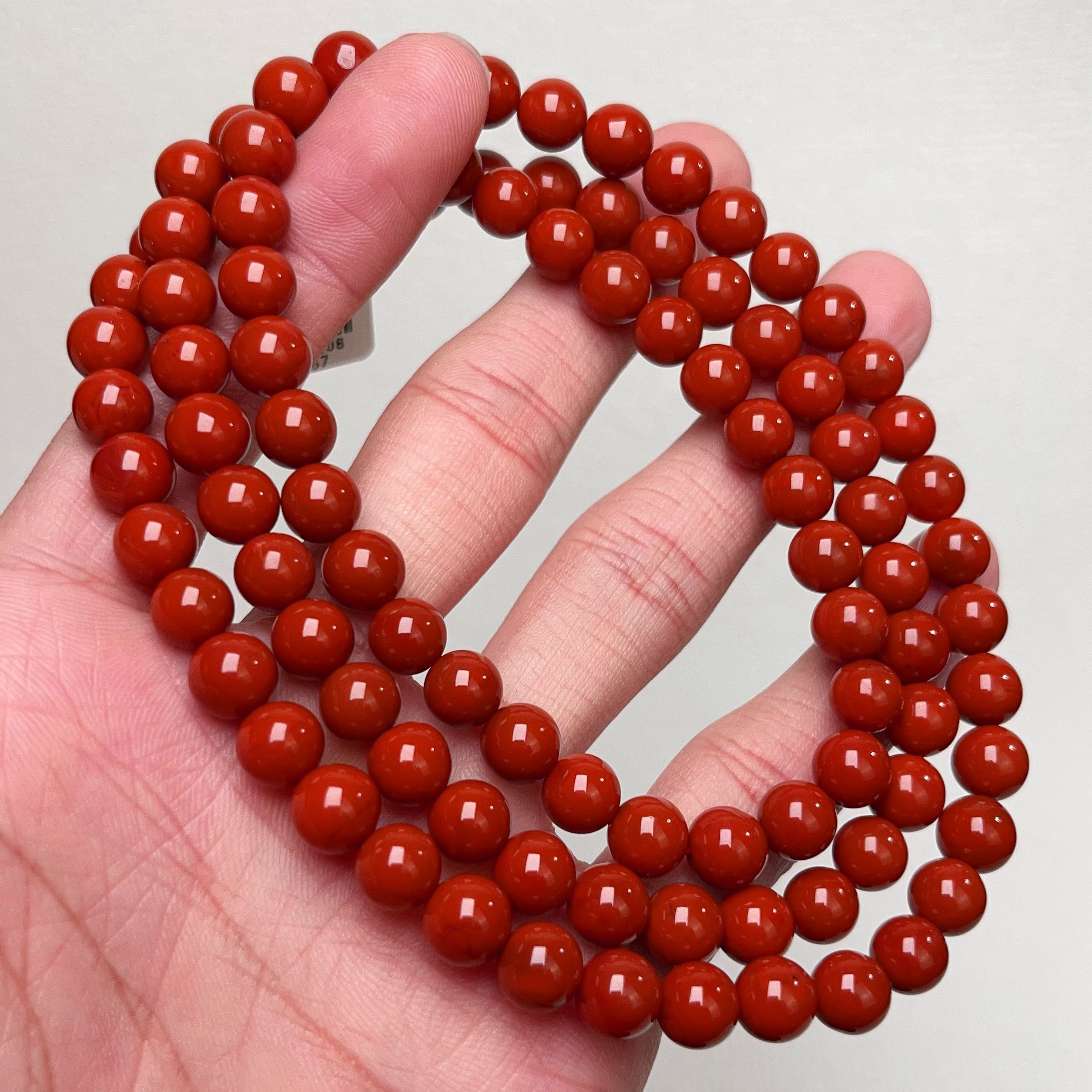 1408C57凉山瓦西料南红正色柿子锦多圈手串