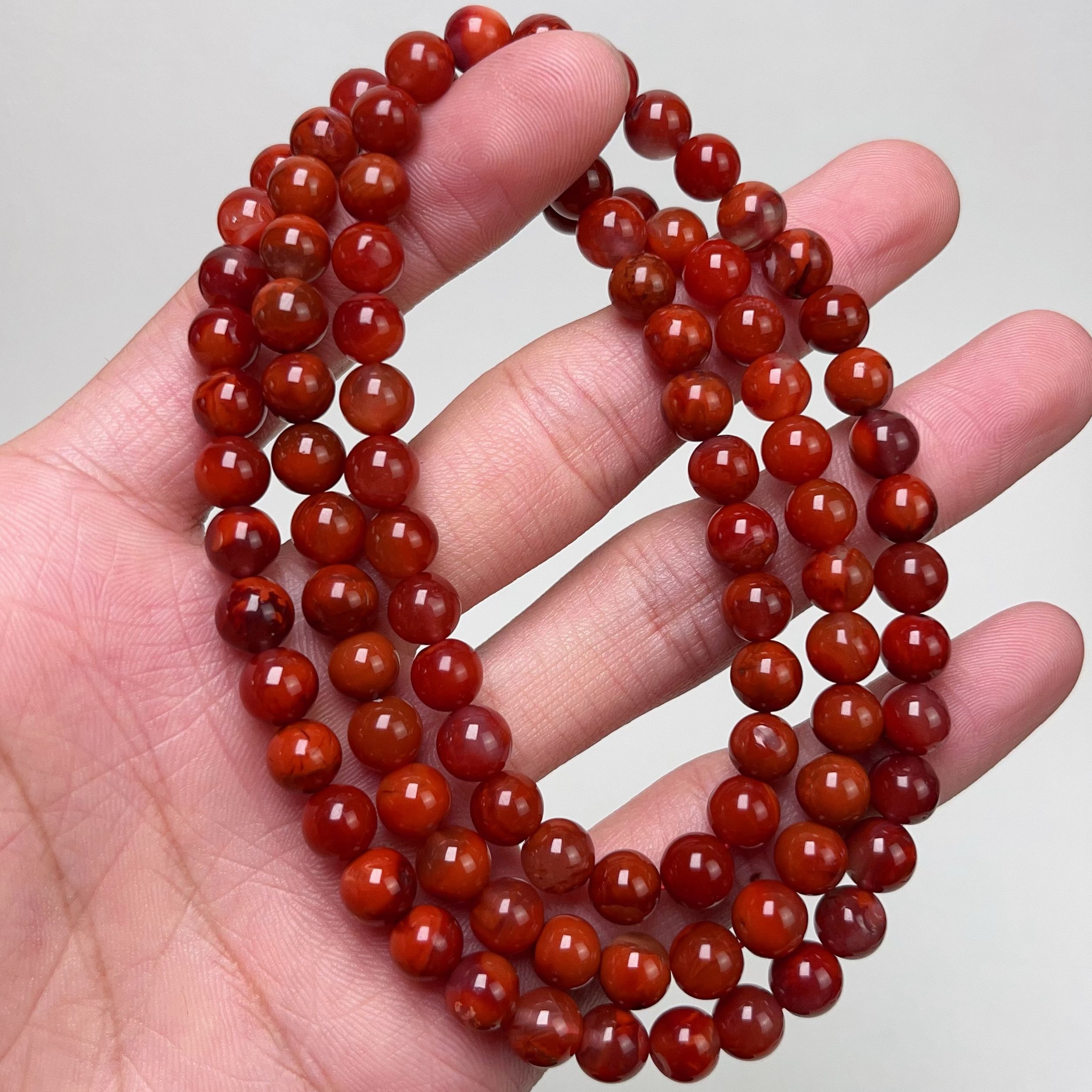 459C54凉山瓦西料南红牛血红火焰多圈手串项链