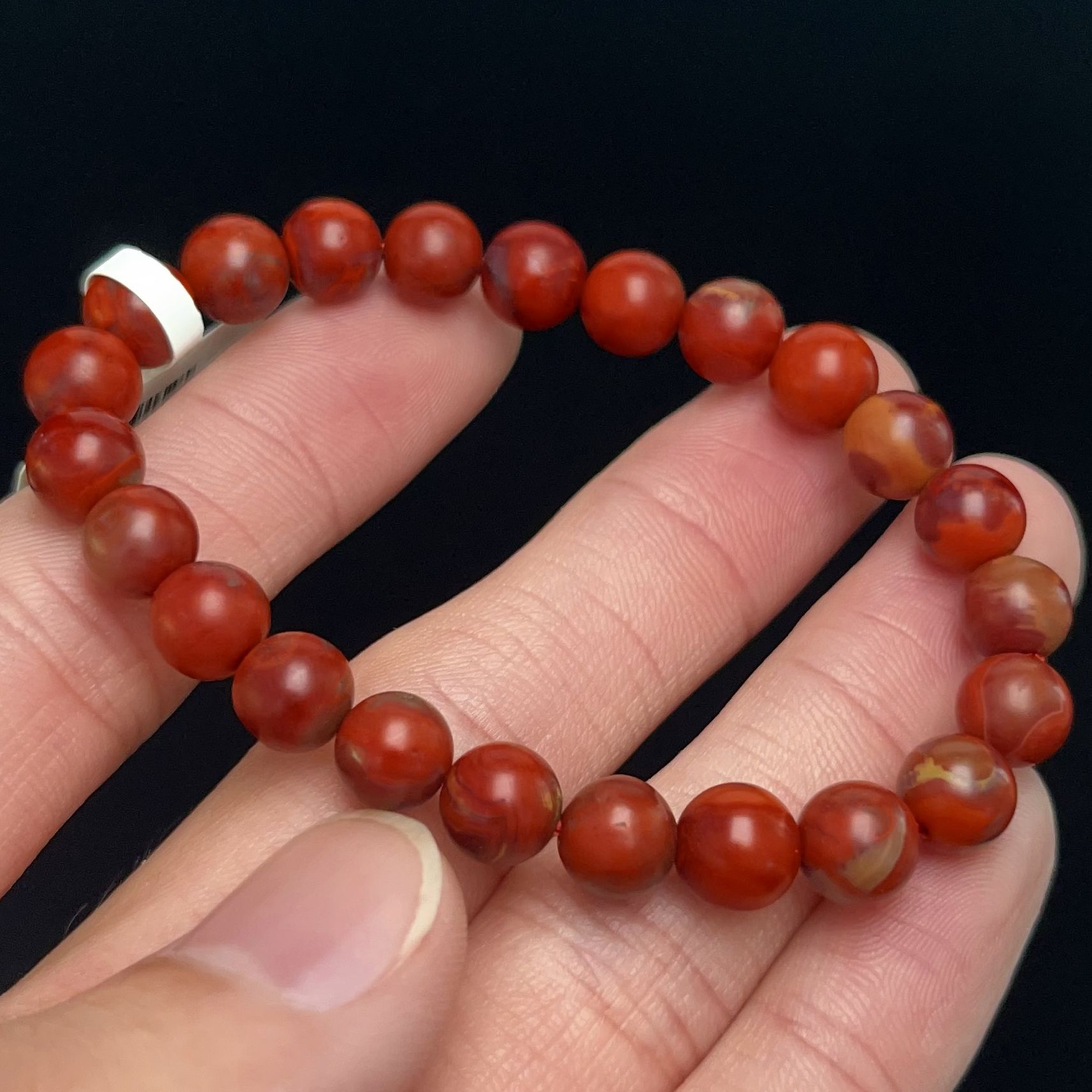 1955A01凉山九口料南红九口鸡血包浆单圈手串